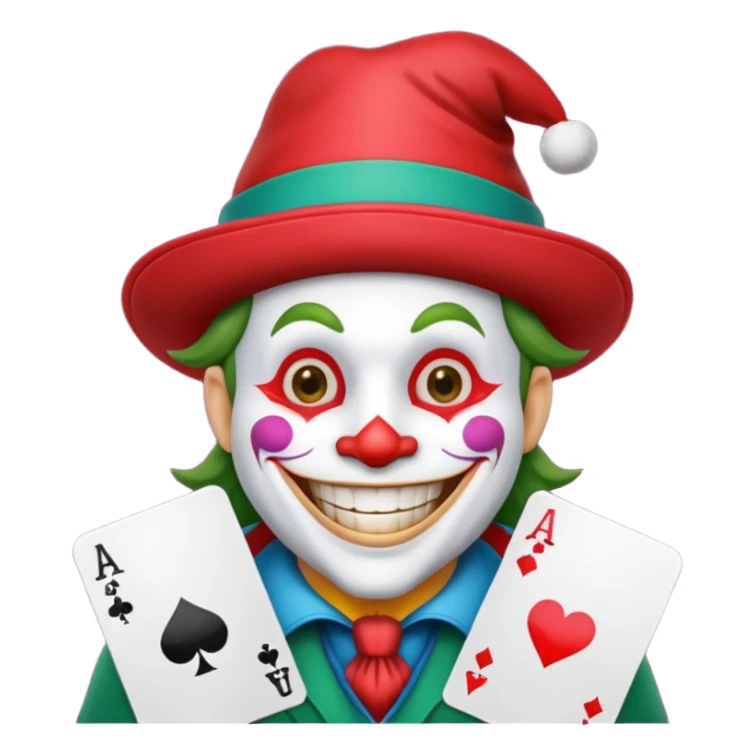 poker card with a funny jolly joker sticker