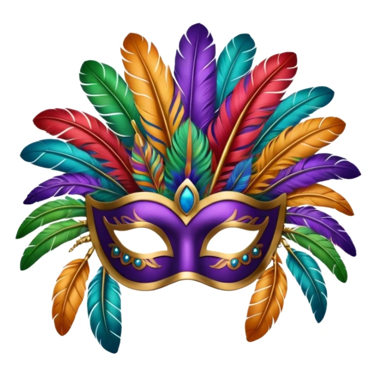 Feather Mask – Mask decorated with colorful feathers. sticker