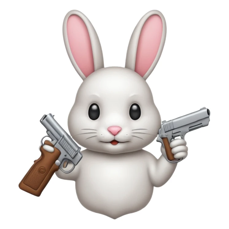 Crea un emoji de un conejo enojado con una arma sticker
