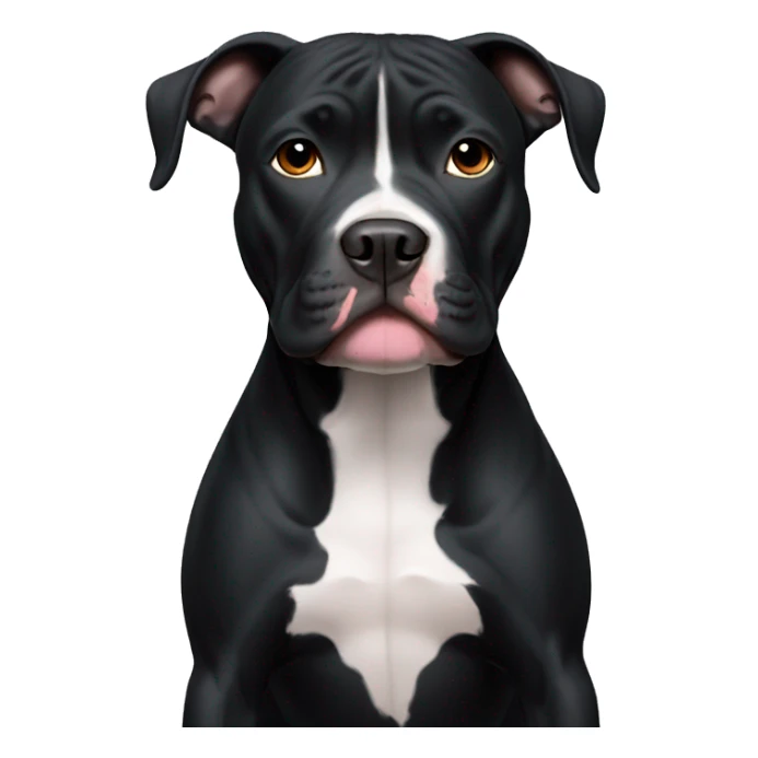 all black pitbull with whie chest sticker