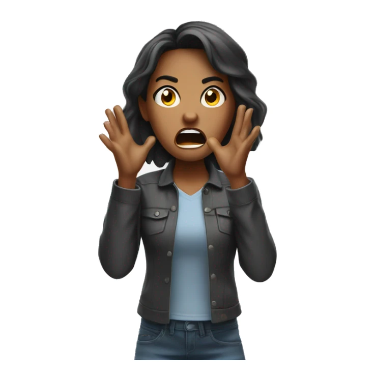 girl thats very angry shouting with hands in the air sticker