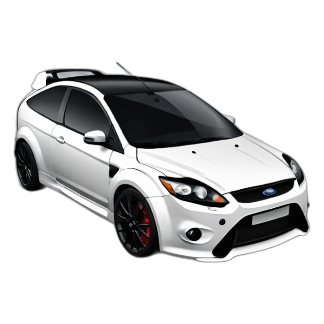 White FORD FOCUS RS with black rims sticker