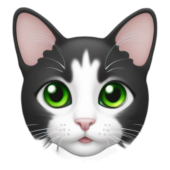 cat black and white with green eyes sticker