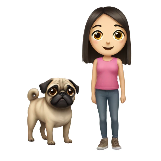 Pug with a girl sticker