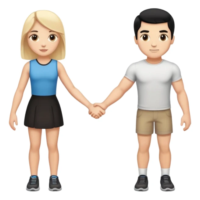 Buff and Tall white man with black hair and shorter white girl with medium blonde hair holding hands sticker