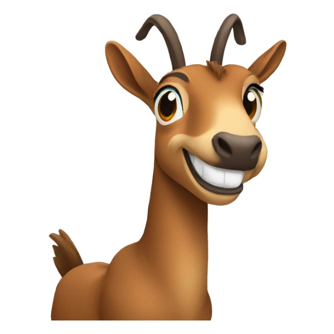happy smiling brown chamois left hoof pointing up sticker