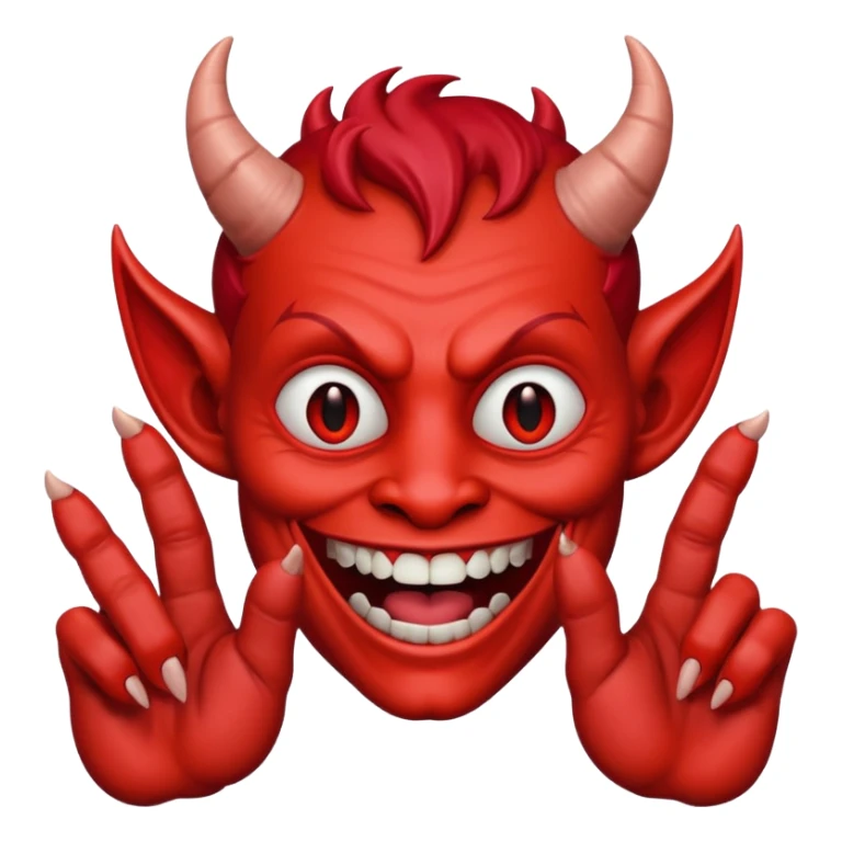 un diablo feliz con unos dedos groseros en los lados sticker