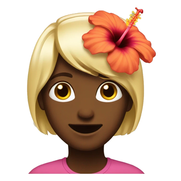 Emoji face with hibiscus flower sticker