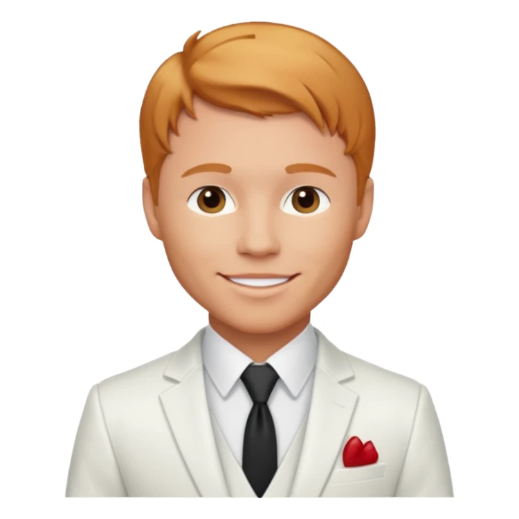 Brian Littrell with white suit, reddish blonde hair sticker
