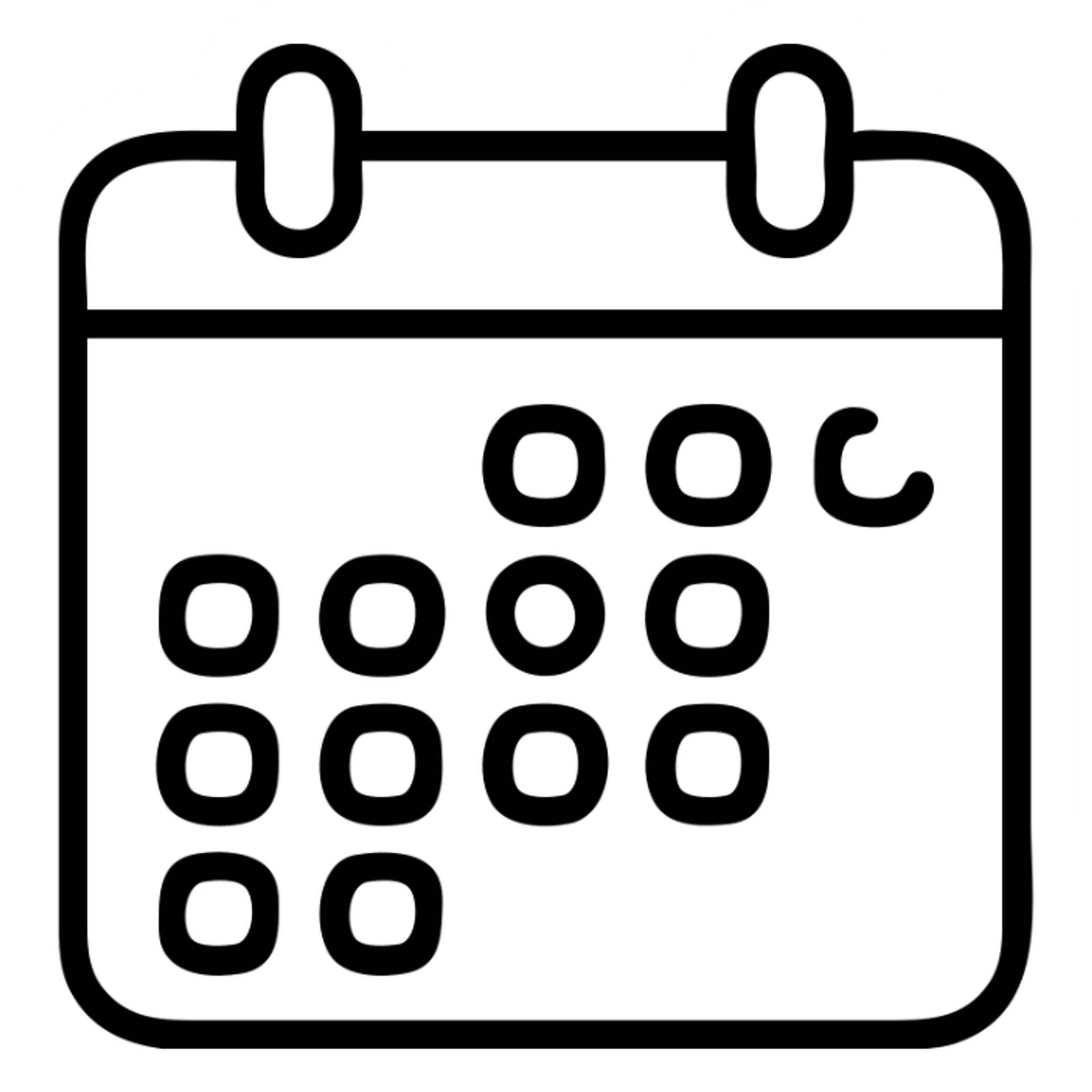 calendar page showing one month with a few highlighted dates sticker