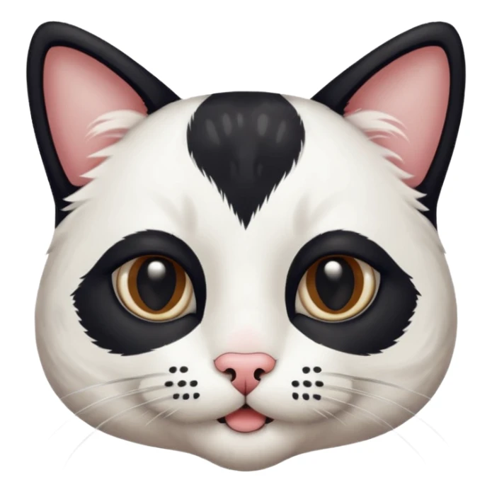 a black and white chat, with mustache birthmark in the mouth sticker