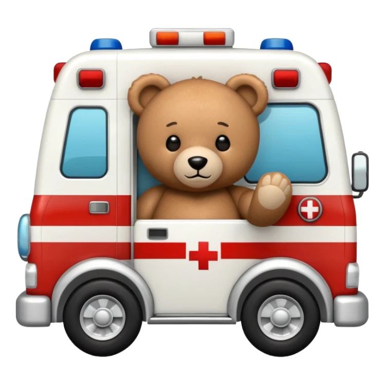 fetish teddy bear inside an ambulance driving an ambulance sticker