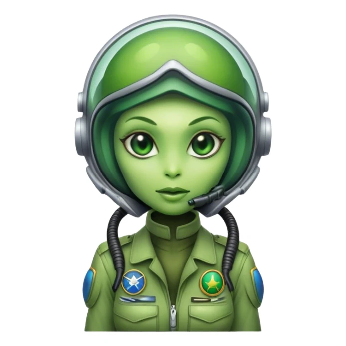 green alien reptilian woman pilot sticker