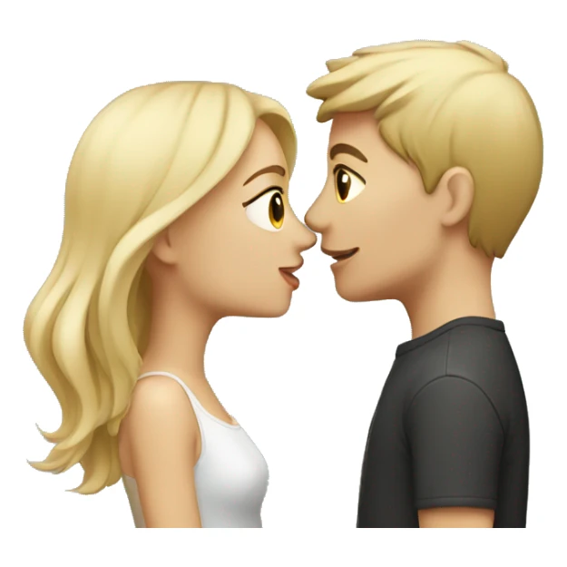 brunette girl and blonde boy kissing  sticker