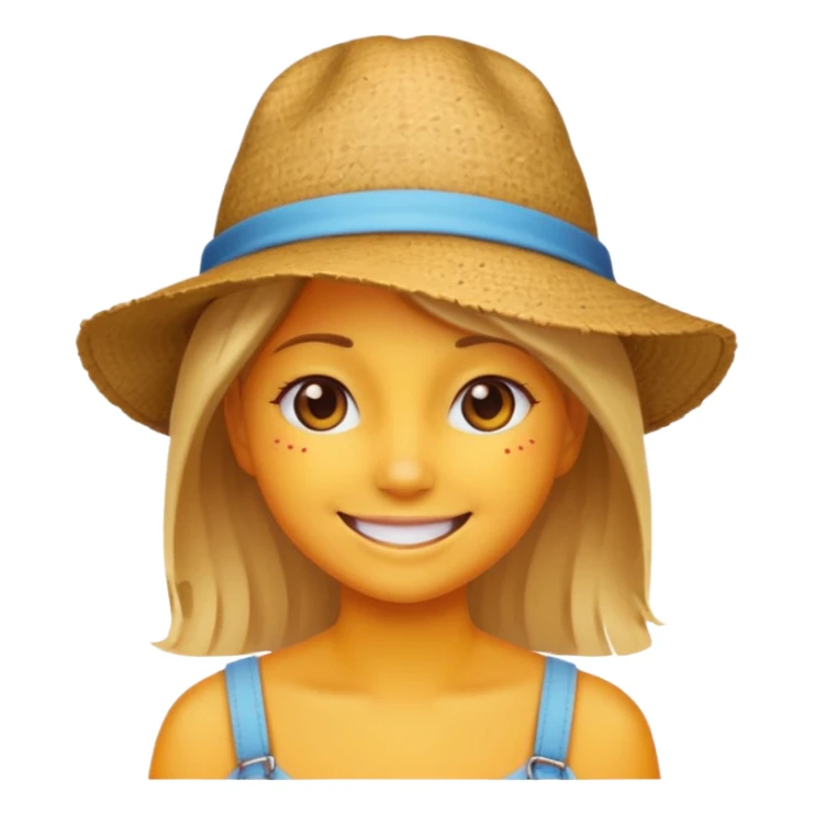 sunburned girl with hat emoji sticker
