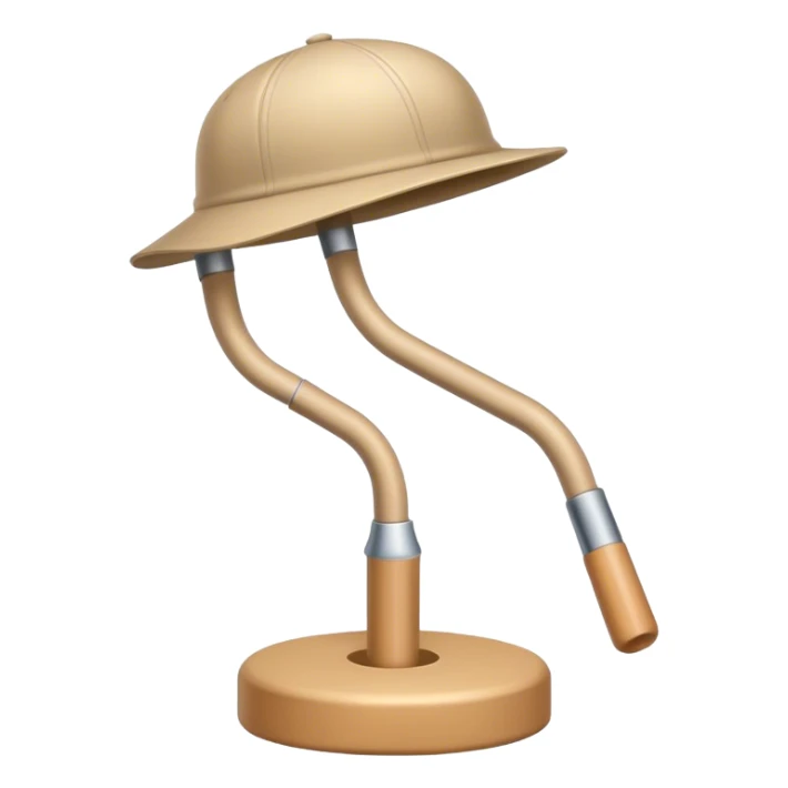 curved beige rod with a cap top and a large rounded base sticker