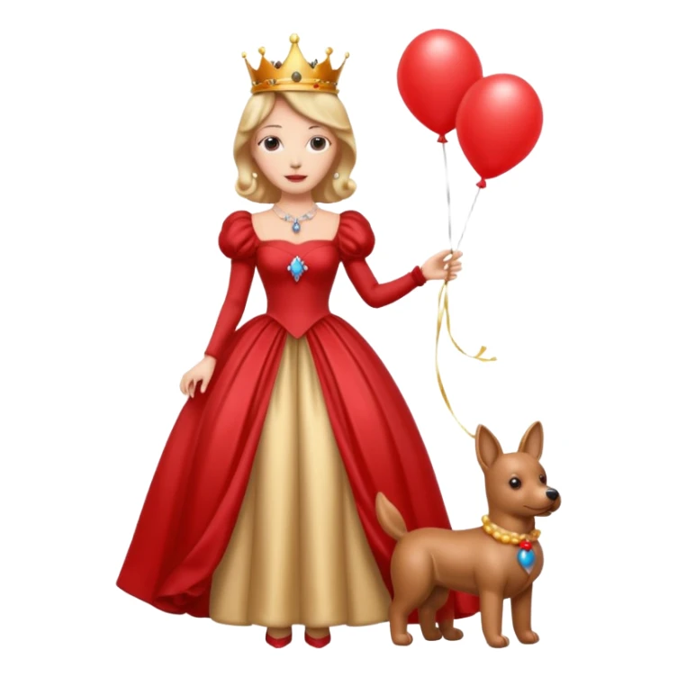 queen wearing dress, holding balloon dog sticker