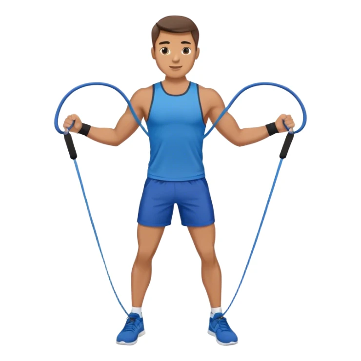 fit man with blue shorts resistance bands exercises sticker