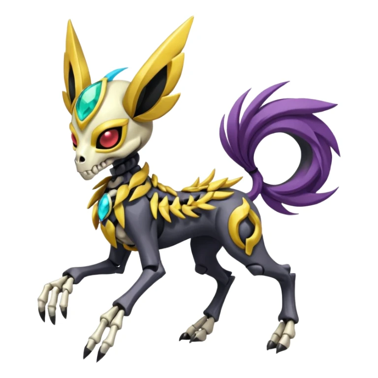 Colorful Skeletal skull-faced masked Futuristic Meloetta-Manectric-Solgaleo-Raikou-Pokémon-Digimon-Fakémon-fusion-hybrid-creature, full body sticker