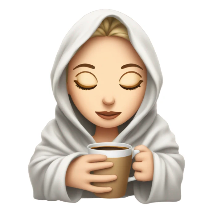White Girl inside a blanket sipping coffee eyes closed sticker