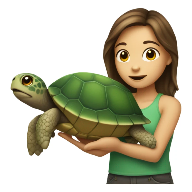girl of brown hair with a turtle in her hands sticker