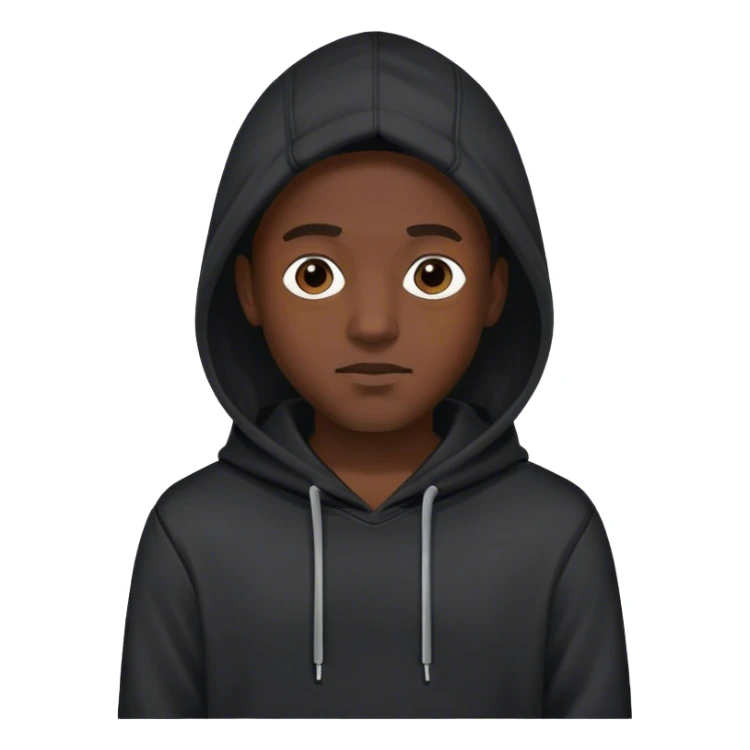 Black male with black hoody and techy looking sticker