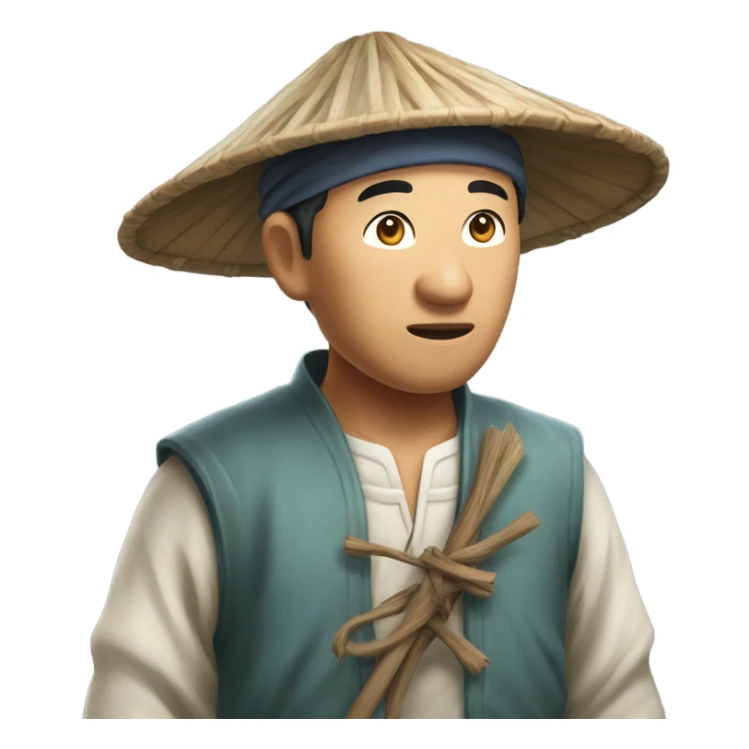 Chinese peasant photorealistic sticker