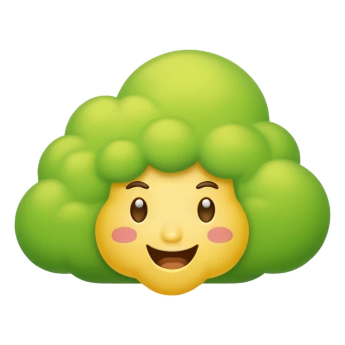 cartoon fart emoji with green cloud and playful expression sticker