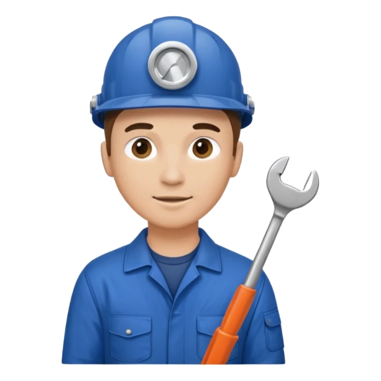 Technician + headlamp + blue jumpsuit, Repair Crew. sticker