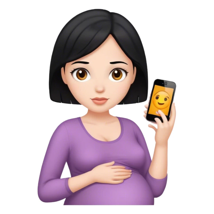 Pregnant white woman with brown eyes and black hair sticker