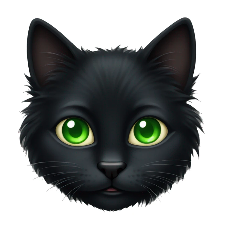 Furry fluffy black cat with green eyes sticker