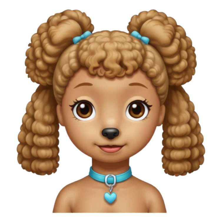 Mini poodle with Asia ponytail hair girl say goodbye sticker