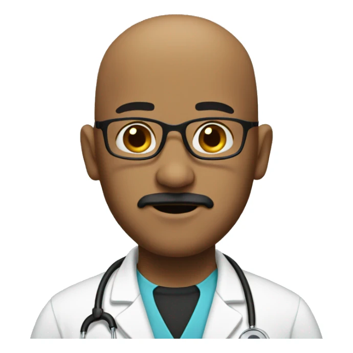 bald doctor, black goatee sticker