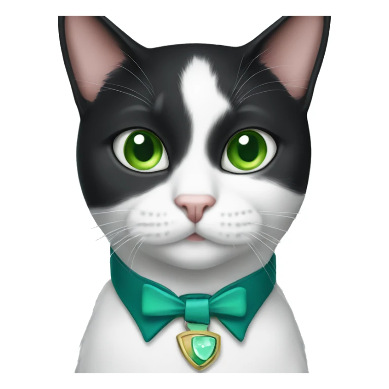 tuxedo cat with green eyes and blue collar sticker