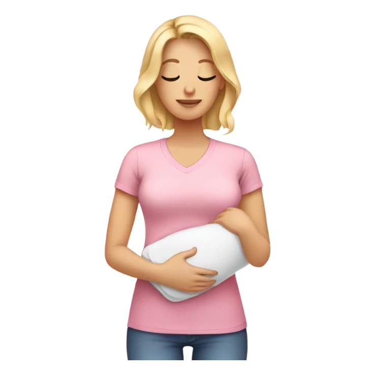 postpartum. blonde woman. light pink shirt. heating pad with cord sticker