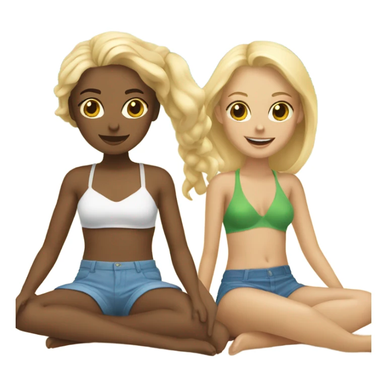Two girls blonde friends at the beach  sticker