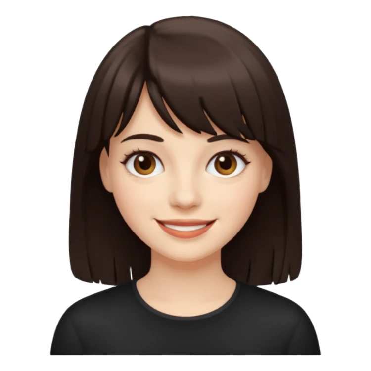 White smiling women with a dark brown fringe sticker