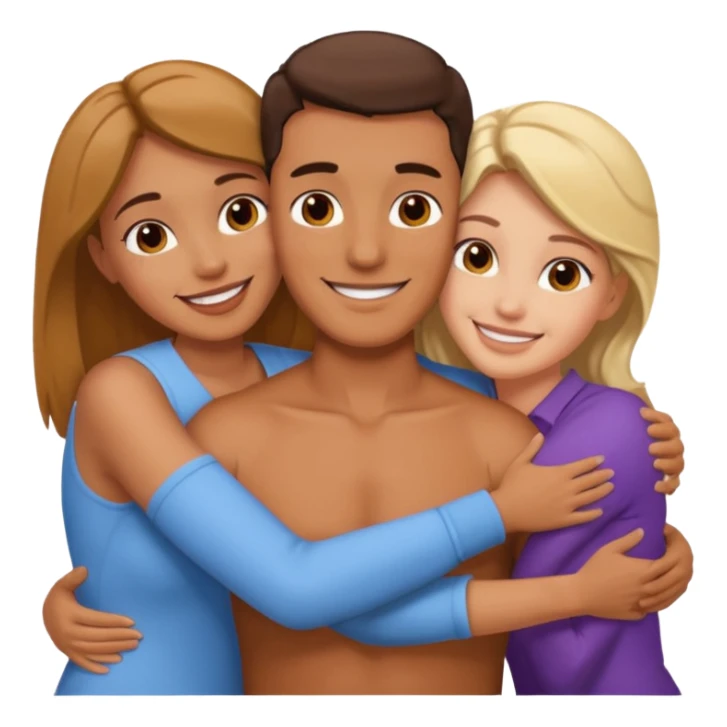 A man and two women hugging sticker