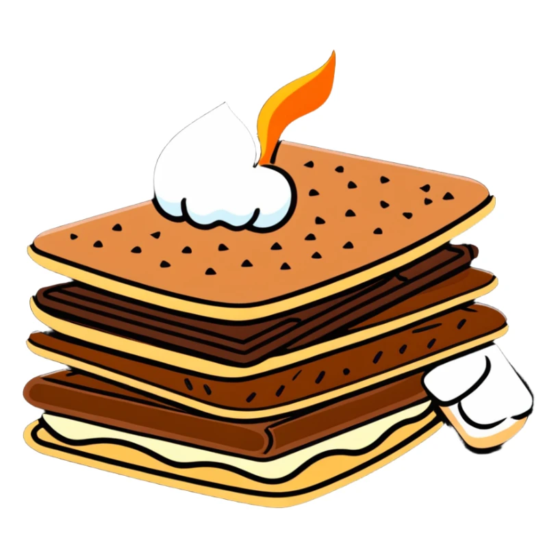 s'mores with chocolate and marshmallow sticker