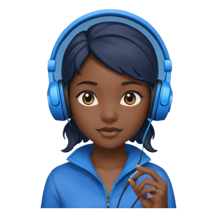 black girl streamer with blue gaming head set sticker