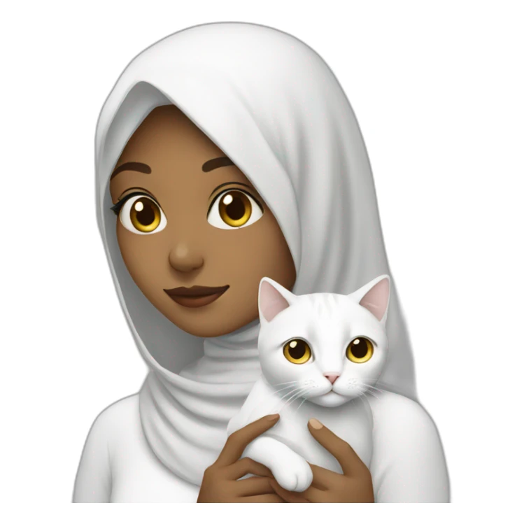 Muslim girl with white cat sticker