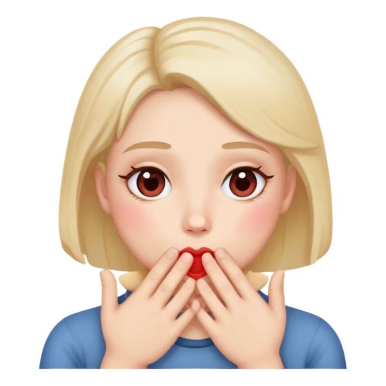 Cœur dans les yeux + main devant la bouche et joue qui rougissent  sticker