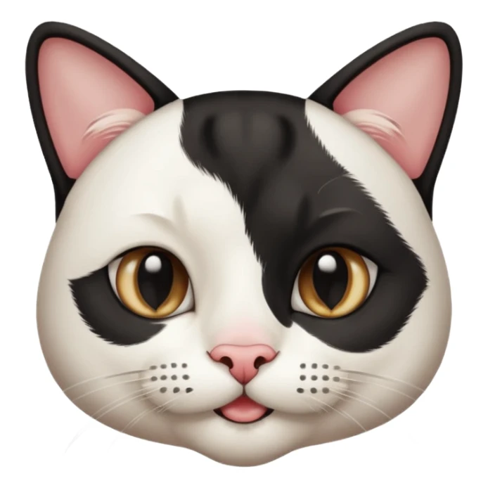 a black and white chat, with mustache birthmark in the mouth sticker