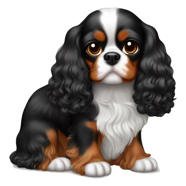 cavalier king charle black and tan small with curly sticker