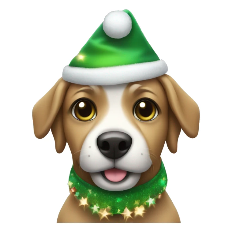 A dog with a christmas costume green Blue and lights  sticker