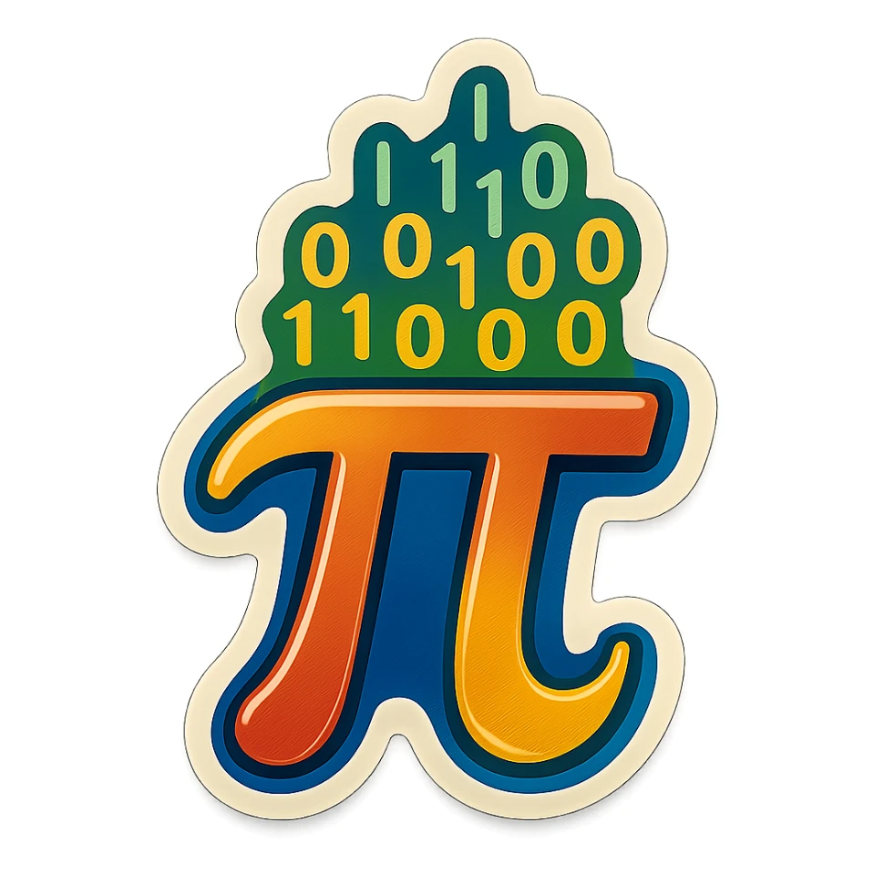  combine the π (pi) math symbol, binary code emerging from it. sticker