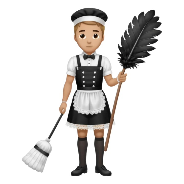Full body profile Man French maid uniform sticker