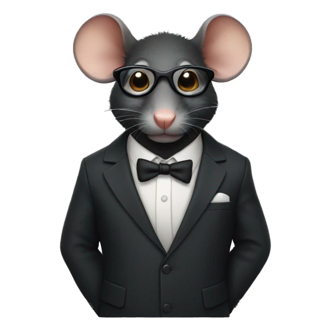 Serious black rat wearing suit and glasses sticker