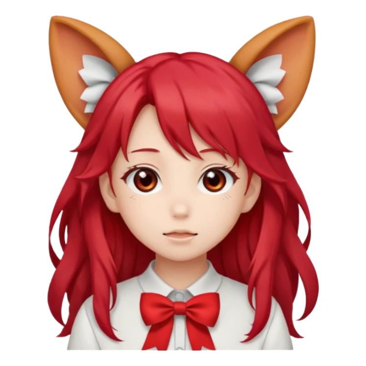 cute anime girl with ears, red blowing hair sticker