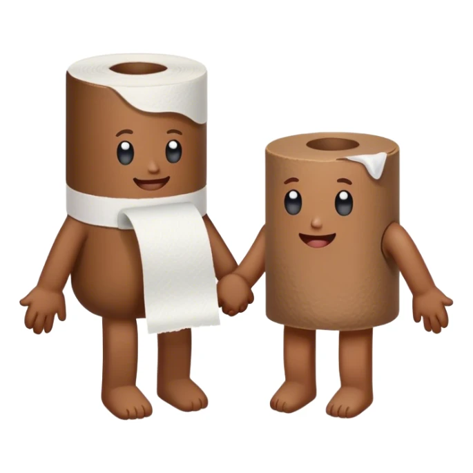 poop and toilet paper holding hands sticker